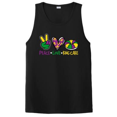 Funny Mardi Gras Festival Party Peace Love King Cake Gift PosiCharge Competitor Tank