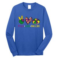 Funny Mardi Gras Festival Party Peace Love King Cake Gift Long Sleeve Shirt