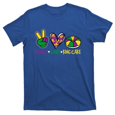 Funny Mardi Gras Festival Party Peace Love King Cake Gift T-Shirt