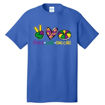 Funny Mardi Gras Festival Party Peace Love King Cake Gift Tall T-Shirt