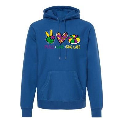 Funny Mardi Gras Festival Party Peace Love King Cake Gift Premium Hoodie