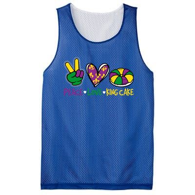 Funny Mardi Gras Festival Party Peace Love King Cake Gift Mesh Reversible Basketball Jersey Tank