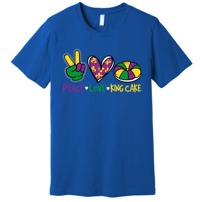 Funny Mardi Gras Festival Party Peace Love King Cake Gift Premium T-Shirt