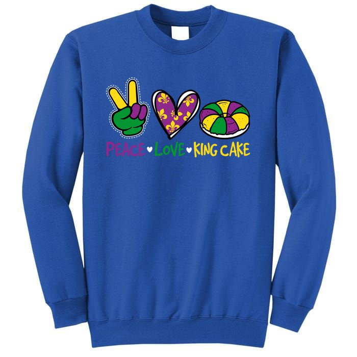 Funny Mardi Gras Festival Party Peace Love King Cake Gift Tall Sweatshirt