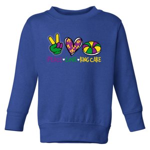 Funny Mardi Gras Festival Party Peace Love King Cake Gift Toddler Sweatshirt