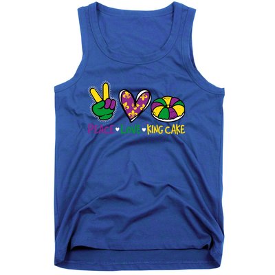 Funny Mardi Gras Festival Party Peace Love King Cake Gift Tank Top