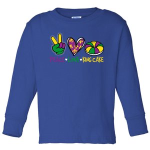 Funny Mardi Gras Festival Party Peace Love King Cake Gift Toddler Long Sleeve Shirt