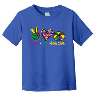 Funny Mardi Gras Festival Party Peace Love King Cake Gift Toddler T-Shirt