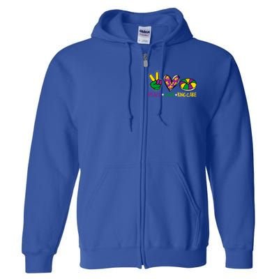 Funny Mardi Gras Festival Party Peace Love King Cake Gift Full Zip Hoodie