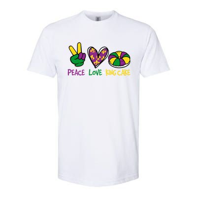 Funny Mardi Gras Festival Party Peace Love King Cake Gift Softstyle CVC T-Shirt