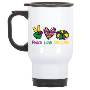 Funny Mardi Gras Festival Party Peace Love King Cake Gift Stainless Steel Travel Mug