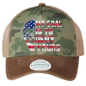 Funny My Goal Is To Deny Yours Hockey Goalie Ice Hockey Legacy Tie Dye Trucker Hat