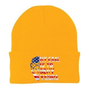 Funny My Goal Is To Deny Yours Hockey Goalie Ice Hockey Knit Cap Winter Beanie