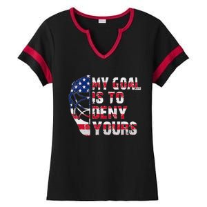 Funny My Goal Is To Deny Yours Hockey Goalie Ice Hockey Ladies Halftime Notch Neck Tee