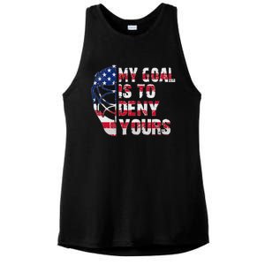 Funny My Goal Is To Deny Yours Hockey Goalie Ice Hockey Ladies PosiCharge Tri-Blend Wicking Tank