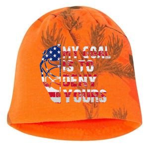 Funny My Goal Is To Deny Yours Hockey Goalie Ice Hockey Kati - Camo Knit Beanie