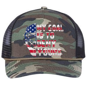 Funny My Goal Is To Deny Yours Hockey Goalie Ice Hockey Retro Rope Trucker Hat Cap