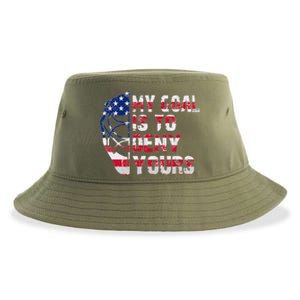 Funny My Goal Is To Deny Yours Hockey Goalie Ice Hockey Sustainable Bucket Hat