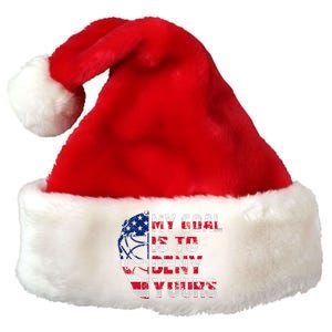 Funny My Goal Is To Deny Yours Hockey Goalie Ice Hockey Premium Christmas Santa Hat