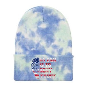 Funny My Goal Is To Deny Yours Hockey Goalie Ice Hockey Tie Dye 12in Knit Beanie