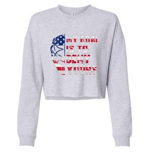 Funny My Goal Is To Deny Yours Hockey Goalie Ice Hockey Cropped Pullover Crew