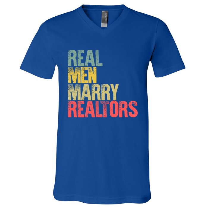 Funny Marriage Gift Real Marry Realtors Groom Gift V-Neck T-Shirt