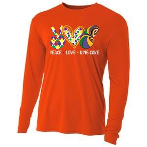 Funny Mardi Gras Festival Peace Love King Cake Party Gift Cooling Performance Long Sleeve Crew