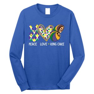 Funny Mardi Gras Festival Peace Love King Cake Party Gift Long Sleeve Shirt