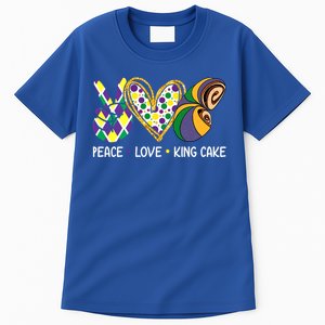 Funny Mardi Gras Festival Peace Love King Cake Party Gift Tall T-Shirt