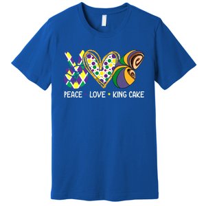 Funny Mardi Gras Festival Peace Love King Cake Party Gift Premium T-Shirt