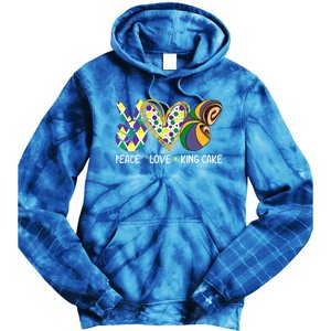 Funny Mardi Gras Festival Peace Love King Cake Party Gift Tie Dye Hoodie