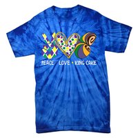 Funny Mardi Gras Festival Peace Love King Cake Party Gift Tie-Dye T-Shirt