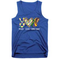 Funny Mardi Gras Festival Peace Love King Cake Party Gift Tank Top