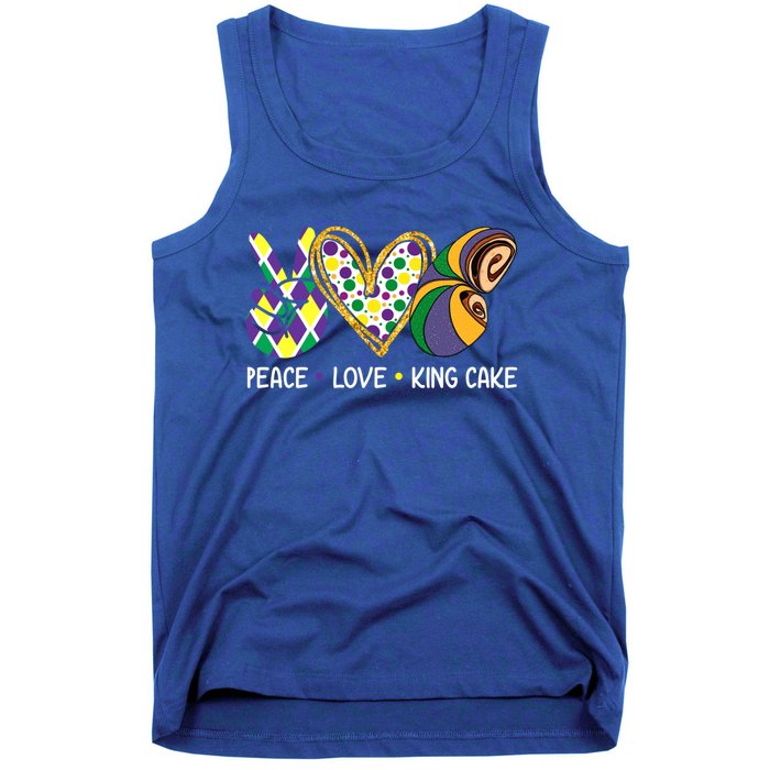 Funny Mardi Gras Festival Peace Love King Cake Party Gift Tank Top