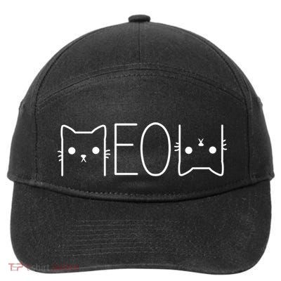 Funny Meow Graphic Merch Casual Cat Lover Cute Cat Meme Meaningful Gift 7-Panel Snapback Hat