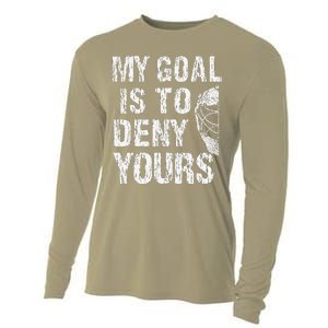 Funny My Goal Is To Deny Yours Hockey Goalie Ice Hockey (3) Cooling Performance Long Sleeve Crew