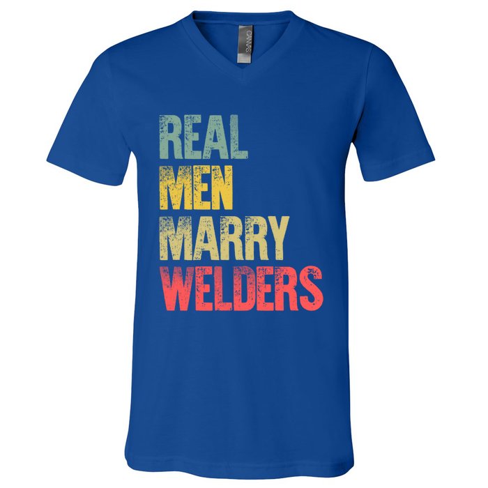 Funny Marriage Gift Real Marry Welders Groom Meaningful Gift V-Neck T-Shirt