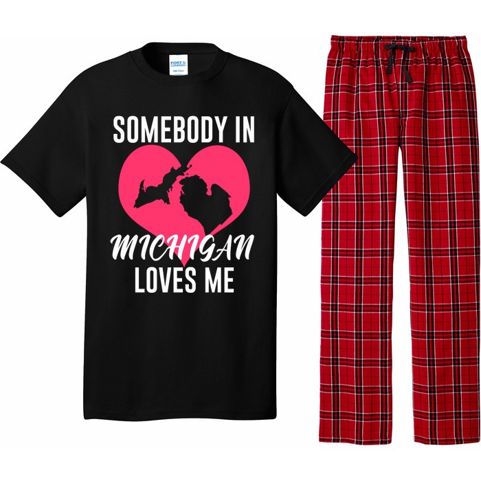 Funny Michigan Gift Somebody In Michigan Loves Me YOOPER Gift Pajama Set