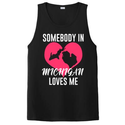 Funny Michigan Gift Somebody In Michigan Loves Me YOOPER Gift PosiCharge Competitor Tank