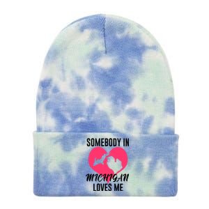 Funny Michigan Gift Somebody In Michigan Loves Me YOOPER Gift Tie Dye 12in Knit Beanie