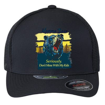 Funny Momma Grizzly Bear Attack Funny Gift Flexfit Unipanel Trucker Cap