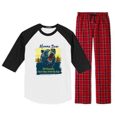 Funny Momma Grizzly Bear Attack Funny Gift Raglan Sleeve Pajama Set