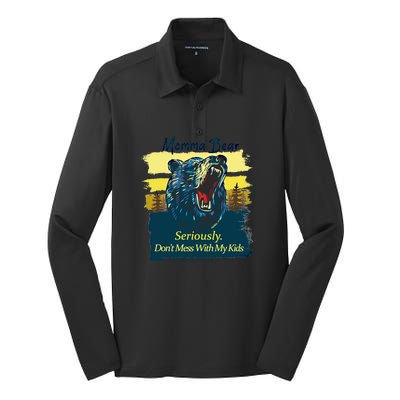 Funny Momma Grizzly Bear Attack Funny Gift Silk Touch Performance Long Sleeve Polo