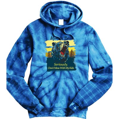 Funny Momma Grizzly Bear Attack Funny Gift Tie Dye Hoodie