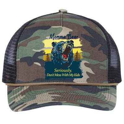 Funny Momma Grizzly Bear Attack Funny Gift Retro Rope Trucker Hat Cap