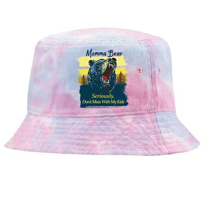 Funny Momma Grizzly Bear Attack Funny Gift Tie-Dyed Bucket Hat