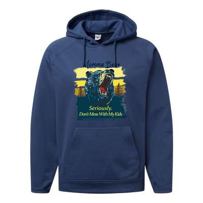 Funny Momma Grizzly Bear Attack Funny Gift Performance Fleece Hoodie