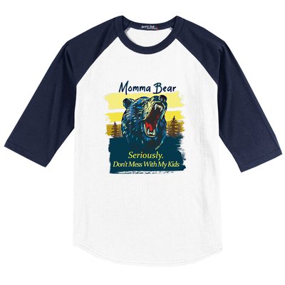 Funny Momma Grizzly Bear Attack Funny Gift Baseball Sleeve Shirt