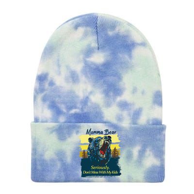 Funny Momma Grizzly Bear Attack Funny Gift Tie Dye 12in Knit Beanie