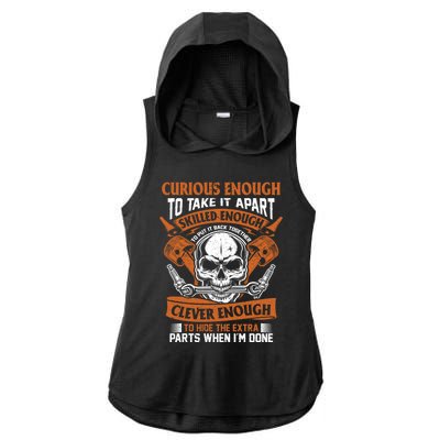 Funny Mechanic Gift Curious Skilled And Clever Car Fixing Funny Gift Ladies PosiCharge Tri-Blend Wicking Draft Hoodie Tank